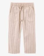 Toddler Striped Pull-On Cotton Pants - Tan